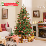 6/7/8 Feet Christmas Tree with Warm White LED Lights and Pine Cones-6 ft