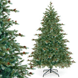 6/7/8 Feet Christmas Tree with Warm White LED Lights and Pine Cones-6 ft