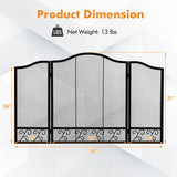 3-Panel Fireplace Screen Decorative Spark Guard