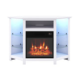 Fireplace Corner TV Stand with LED Lights and Smart APP Control for 50 Inches TV-White