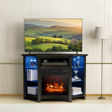 Fireplace Corner TV Stand with LED Lights and Smart APP Control for 50 Inches TV-Black