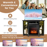 Fireplace Corner TV Stand with LED Lights and Smart APP Control for 50 Inches TV-Black