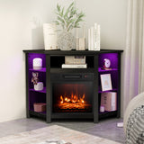Fireplace Corner TV Stand with LED Lights and Smart APP Control for 50 Inches TV-Black