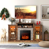 Fireplace TV Stand with 16-Color Led Lights for TVs up to 65 Inch-Brown