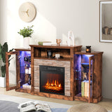 Fireplace TV Stand with 16-Color Led Lights for TVs up to 65 Inch-Brown