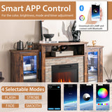 Fireplace TV Stand with 16-Color Led Lights for TVs up to 65 Inch-Brown