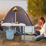 Fish Cleaning Table with 2 Sinks and 360° Rotatable Fauce-White