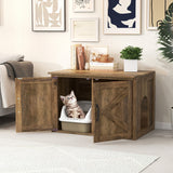 Flip Top Hidden Cat Washroom Furniture with Double Barn Doors and Removable Divider
