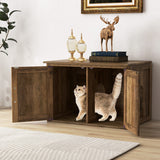 Flip Top Hidden Cat Washroom Furniture with Double Barn Doors and Removable Divider