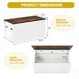 Flip-top Storage Chest with Self-hold Cover and Pneumatic Rod-White