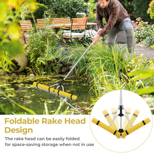 Floating Weed Lake Rake 36” Aquatic Pond Weed Cutter with Foam Floats