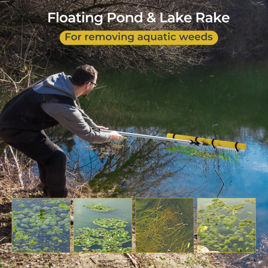 Floating Weed Lake Rake 36” Aquatic Pond Weed Cutter with Foam Floats