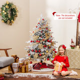 4.5 Feet Flocked Christmas Tree with 8 Lighting Modes and Multi-Color LED Lights-4.5 ft