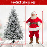 7 Feet Flocked Christmas Tree with 8 Lighting Modes and Multi-Color LED Lights-7 ft
