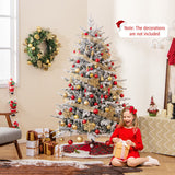 6 Feet Flocked Christmas Tree with 8 Lighting Modes and Multi-Color LED Lights-6 ft