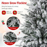 6 Feet Flocked Christmas Tree with 8 Lighting Modes and Multi-Color LED Lights-6 ft