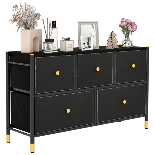 Floor Dresser Storage Organizer with 5/6/8 Drawers with Fabric Bins and Metal Frame-5-Drawer