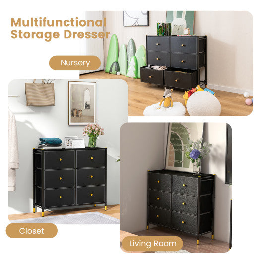 Floor Dresser Storage Organizer with 5/6/8 Drawers with Fabric Bins and Metal Frame-6-Drawer