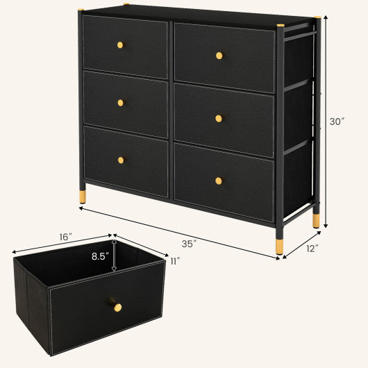 Floor Dresser Storage Organizer with 5/6/8 Drawers with Fabric Bins and Metal Frame-6-Drawer