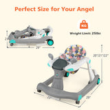 2-in-1 Foldable Activity Push Walker with Adjustable Height-Gray