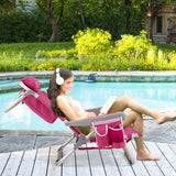 Foldable Backpack Beach Chair with Cup Holder and Storage Pockets Set of 2-Pink