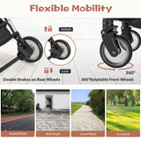 Foldable Dog Cat Stroller with Removable Waterproof Cover-Dark Gray