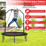 40 Inch Foldable Fitness Rebounder with Resistance Bands Adjustable Home-Red