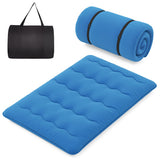 Foldable Futon Mattress with Washable Cover and Carry Bag for Camping Blue-Full Size