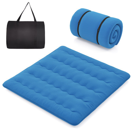 Foldable Futon Mattress with Washable Cover and Carry Bag for Camping Blue-King Size