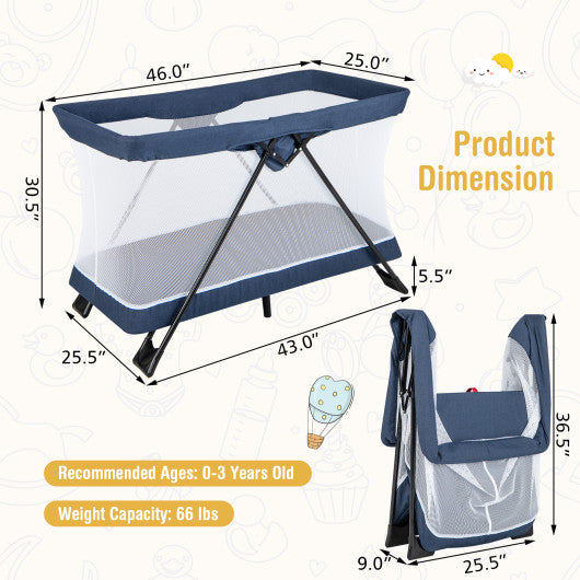 Baby Foldable Playpen with Removable Mattress and Washable Cover