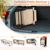 Foldable Recline Lounge Chair with Adjustable Backrest and Footrest-Beige