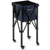 Lightweight Foldable Tennis Ball Teaching Cart with Wheels and Removable Bag-Blue