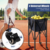 Lightweight Foldable Tennis Ball Teaching Cart with Wheels and Removable Bag-Blue