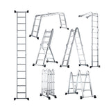 7-in-1 Folding Aluminum Ladder with Anti-Skid Pedal