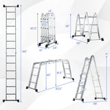 7-in-1 Folding Aluminum Ladder with Anti-Skid Pedal