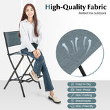 Outdoor Folding Bar Height Stool Set of 4 with Metal Frame and Footrest-Blue