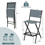 Folding Bar Stools Set of 2 Backrest Humanized Footrest-Blue