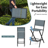 Folding Bar Stools Set of 2 Backrest Humanized Footrest-Blue
