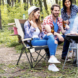 Folding Camping Chair with Cup Holder Armrest and Lumbar Pillow