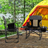 Folding Camping Directors Chair with Cooler Bag and Side Table-Black