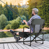 Folding Camping Directors Chair with Cooler Bag and Side Table-Black