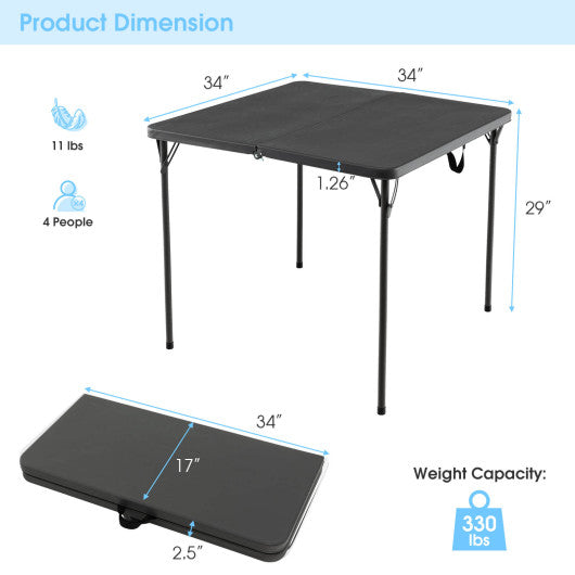 Folding Camping Table with All-Weather HDPE Tabletop and Rustproof Steel Frame-Gray