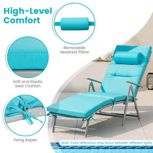 Folding Chaise Lounge Chair Outdoor Reclining Chair for Backyard-Tuiquoise