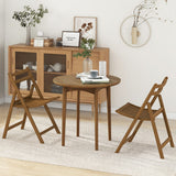 Folding Dining Chair Set of 2 with Rubber Wood Frame and Slatted Seat-Walnut