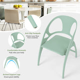 Folding Dining Chairs Set of 2 with Armrest and High Backrest-Green