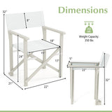 Folding Director Chair with Acacia Wood Frame and Machine Washable Oxford Fabric-Off White
