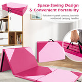 10 Feet x 4 Feet x 2 Inch Folding Exercise Mat with Hook and Loop Fasteners-Hot Pink