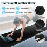 Folding Gymnastics Mat with Carry Handles and Sweatproof Detachable PU Leather Cover-Black