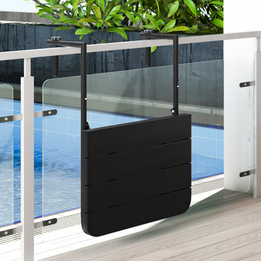 Folding Hanging Table with 3-Level Adjustable Height for Patio Balcony-Black