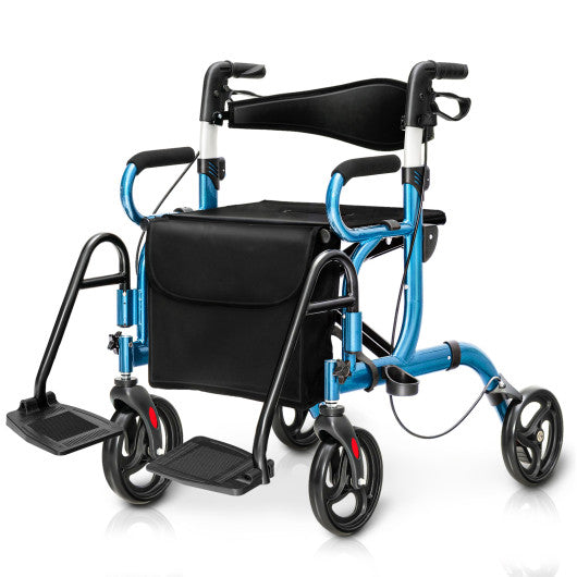Folding Rollator Walker with 8-inch Wheels and Seat-Navy